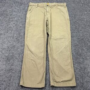 Carhartt Pants Mens 40x28 Tan Relaxed Fit Khaki Workwear Pockets Logo Outdoor
